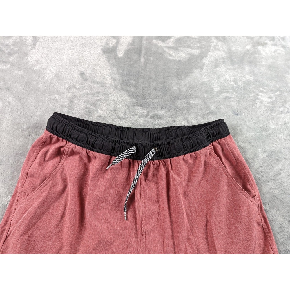Burlebo Shorts Men Large Red Pink Lined Drawstring Stretch Athletic 7" Inseam - Picture 2 of 11